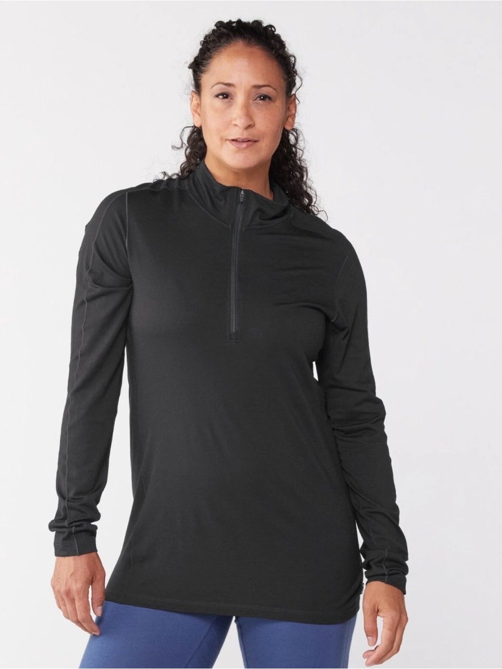 REI Women’s Black Active Pursuit Long Sleeves Quarter-zip Pullover